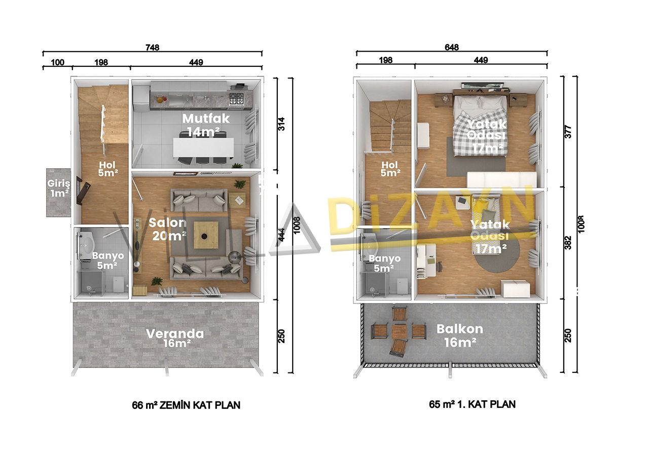 VDC131-2-R2 2+1 dubleks prefabrik ev 131 m² - Görsel 2