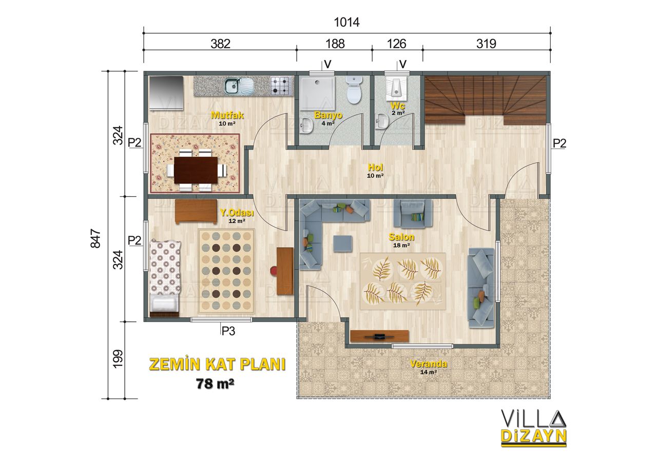 VDC142-R2 4+1 dubleks prefabrik ev 142 m² - Görsel 2