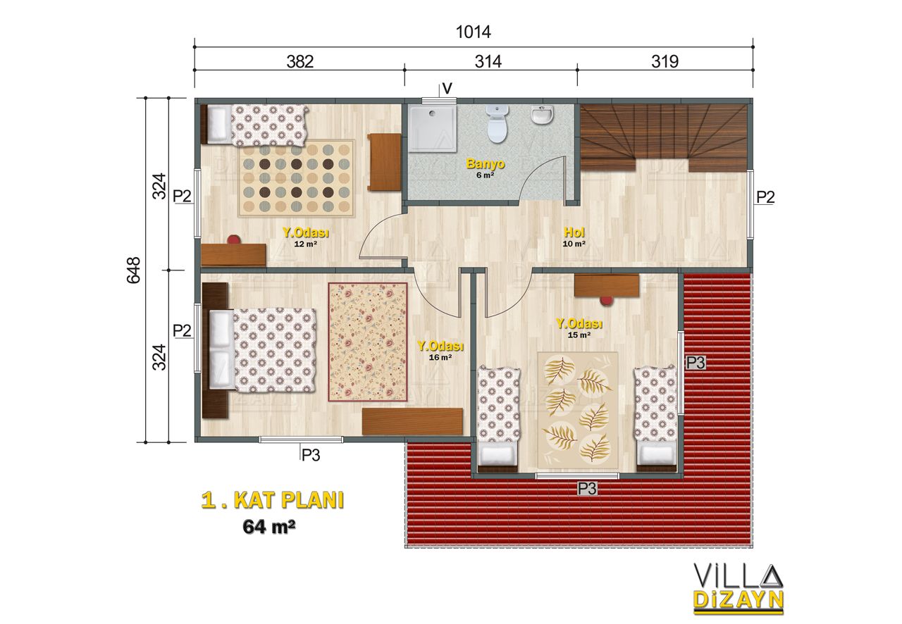 VDC142-R3 4+1 dubleks prefabrik ev 142 m² - Görsel 3