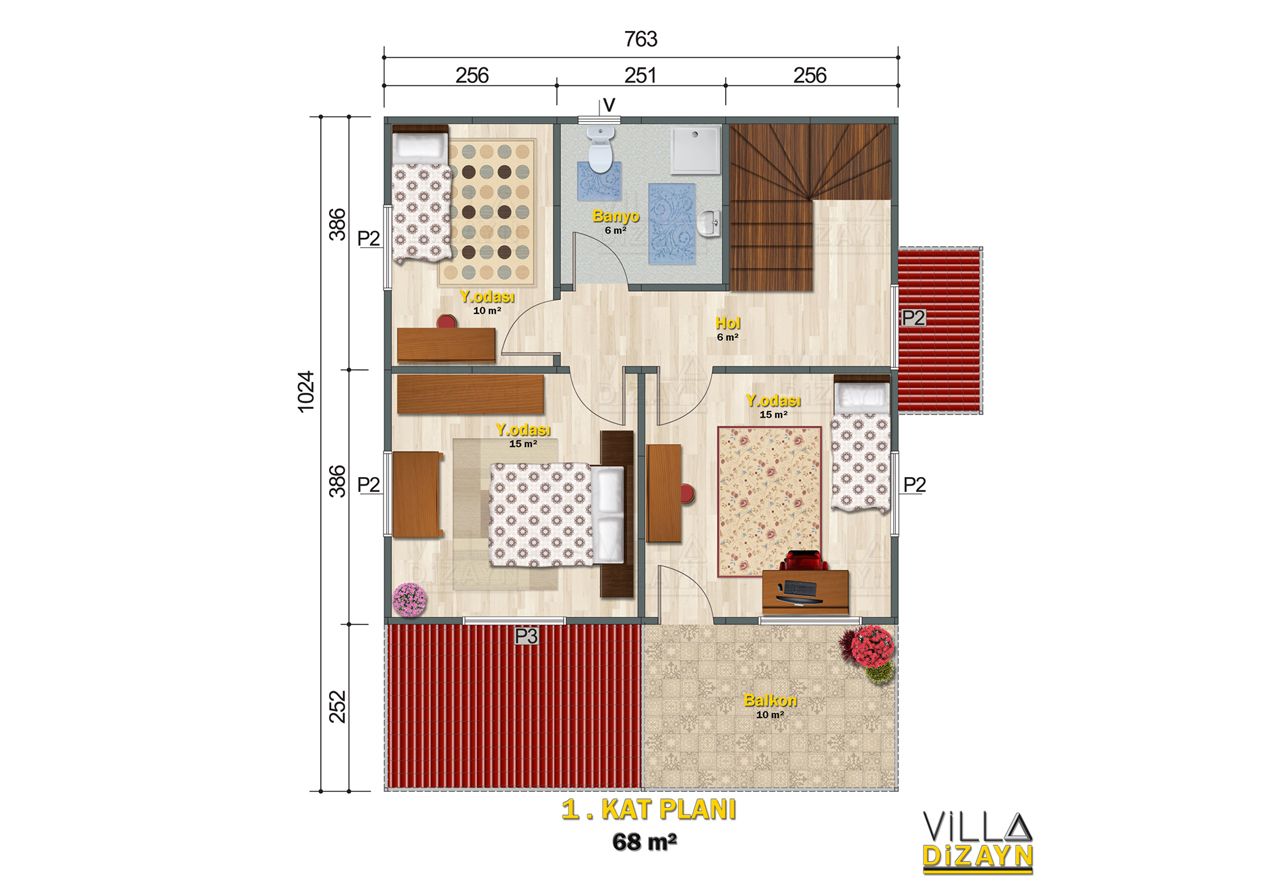 VDC149-R3 4+1 dubleks prefabrik ev 149 m² - Görsel 3