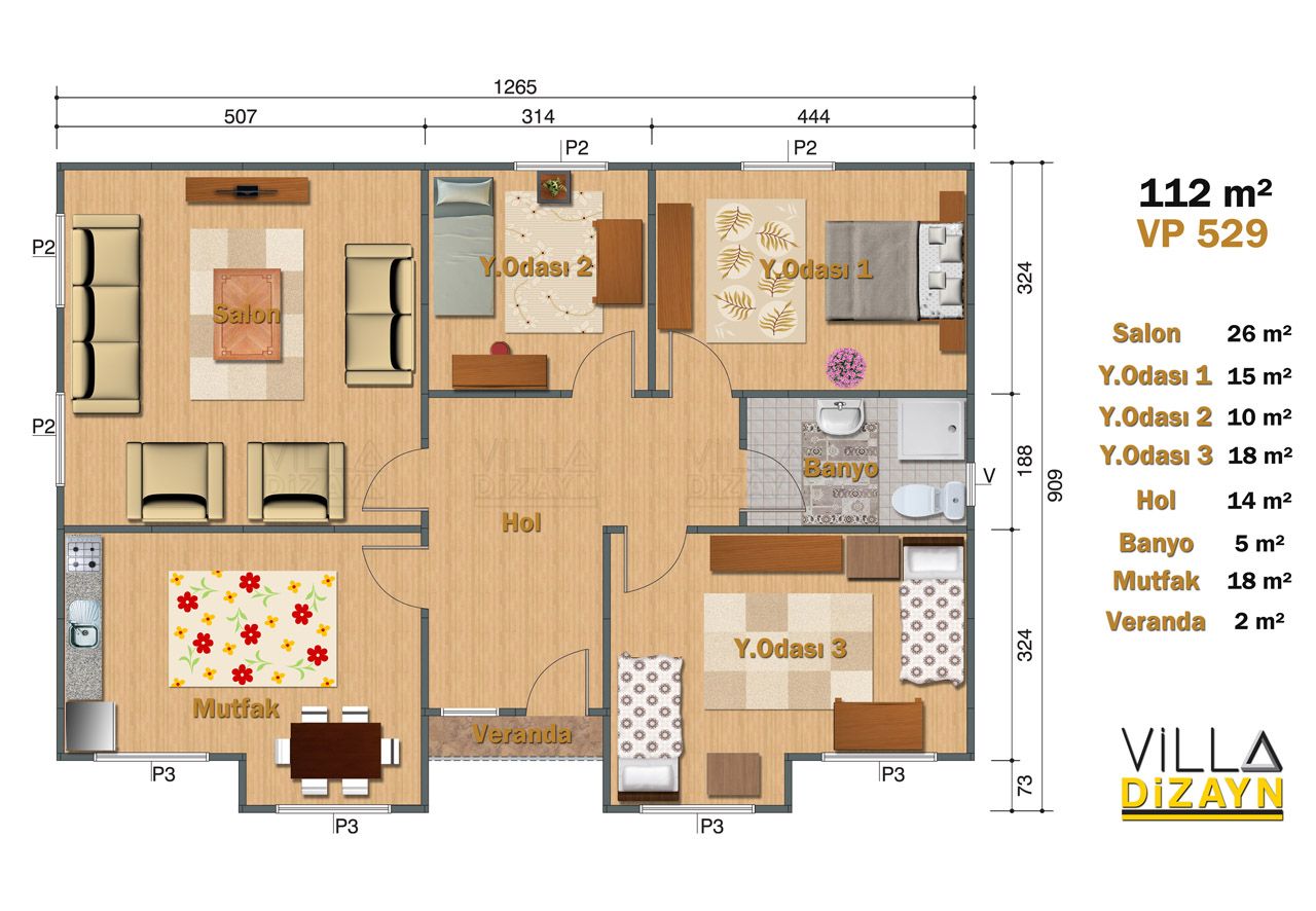 VDT112-R2 3+1 prefabrik ev 112 m² - Görsel 2