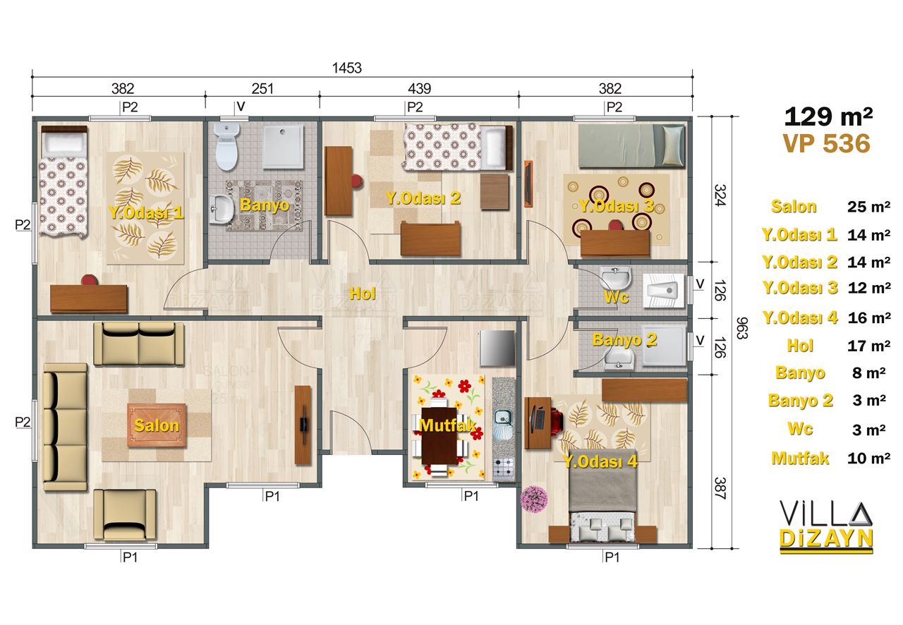VDT129-R2 4+1 prefabrik ev 129 m² - Görsel 2