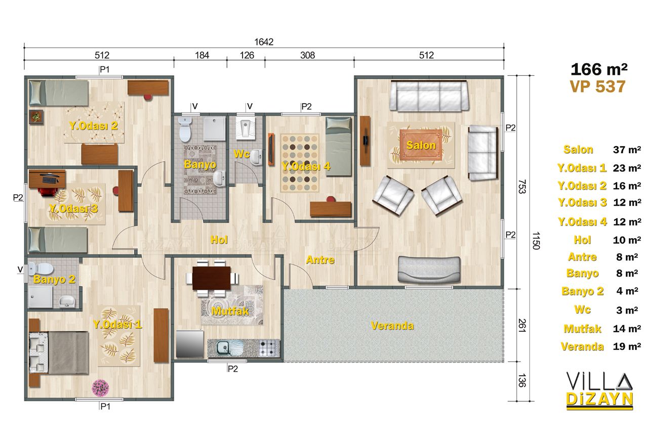 VDT166-R2 4+1 prefabrik ev 166 m² - Görsel 2