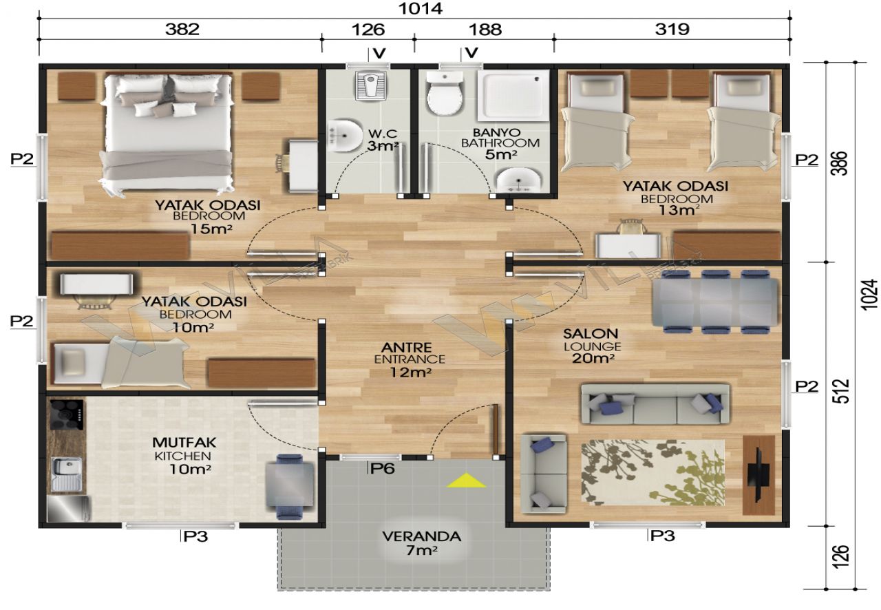 VDT96-R2 3+1 prefabrik ev 96 m² - Görsel 2